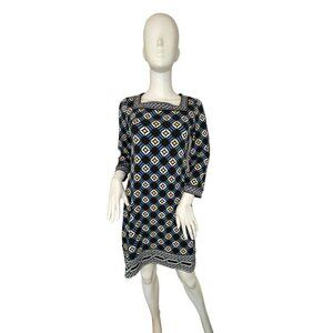 WHITE HOUSE BLACK MARKET WOMEN'S LINKED GEO PATTERN DRESS SZ S